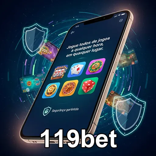 Imagem de um smartphone exibindo o app de cassino móvel em uso